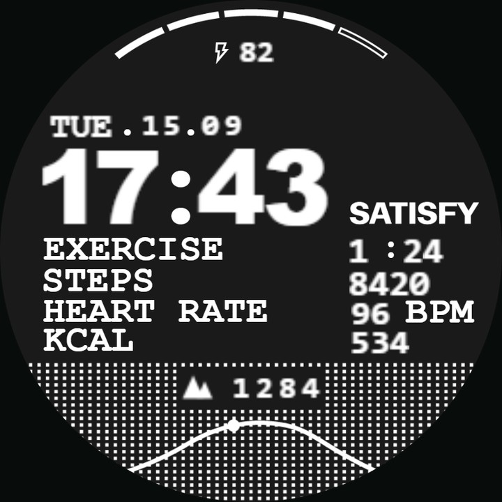 PACE 3 x SATISFY DARK watch-face preview