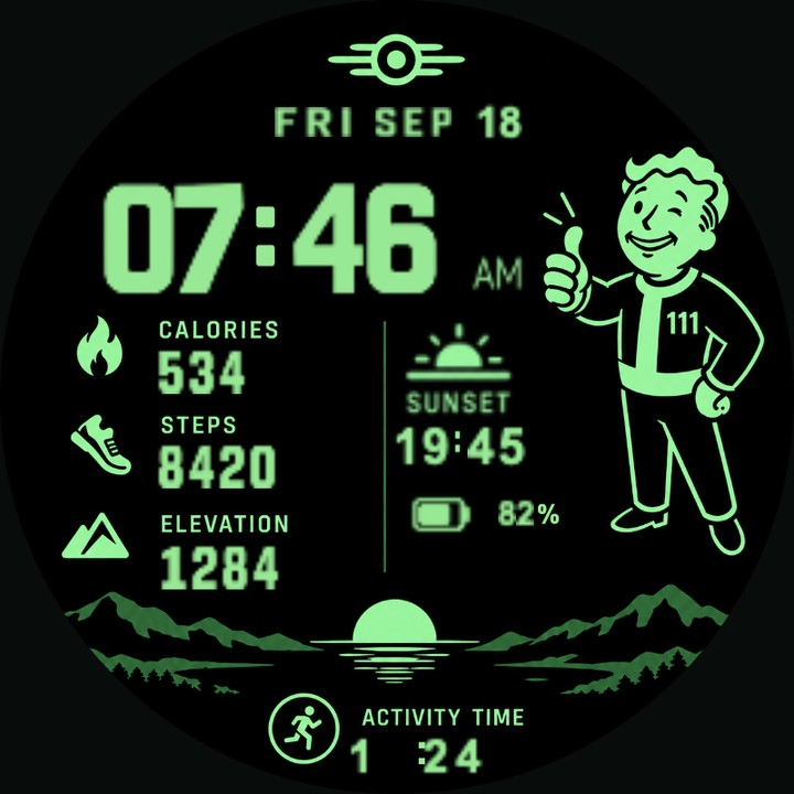 Vault Green (APEX 4) watch-face preview
