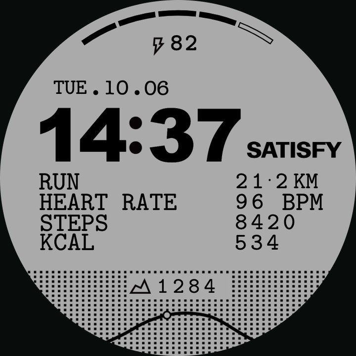SATISFY watch-face preview