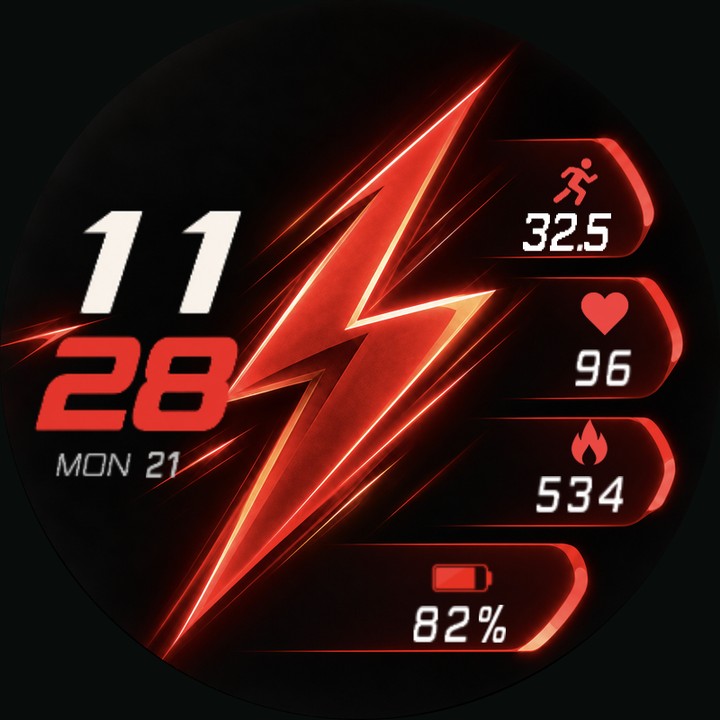 Red Lightning watch-face preview