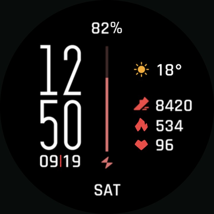 Tidy (RED)- PACE4 watch-face preview