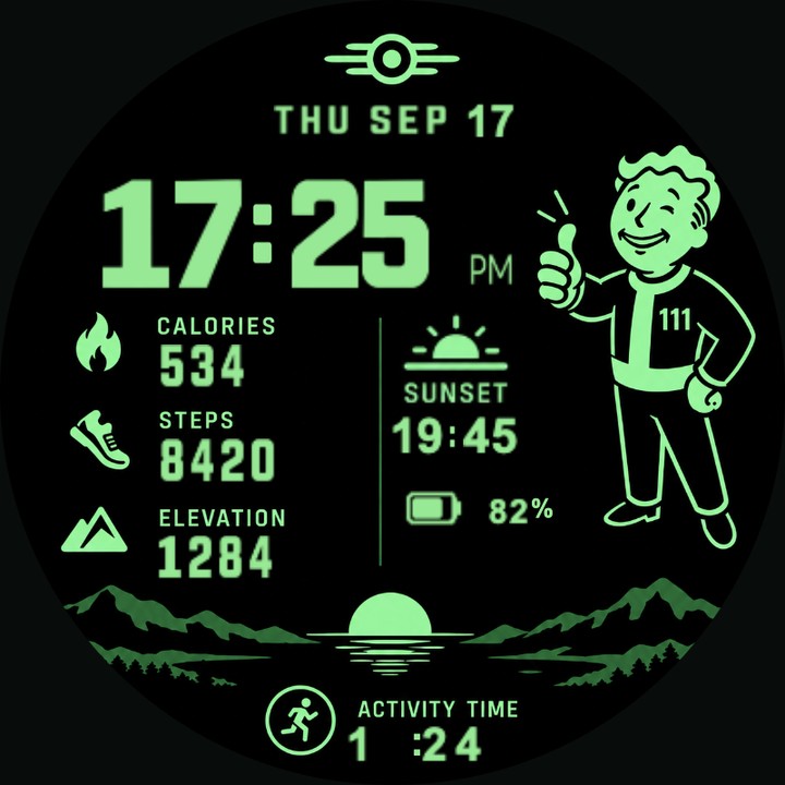 Vault Green (PACE 4) watch-face preview