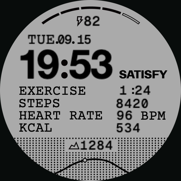 SATISFY X COROS watch-face preview